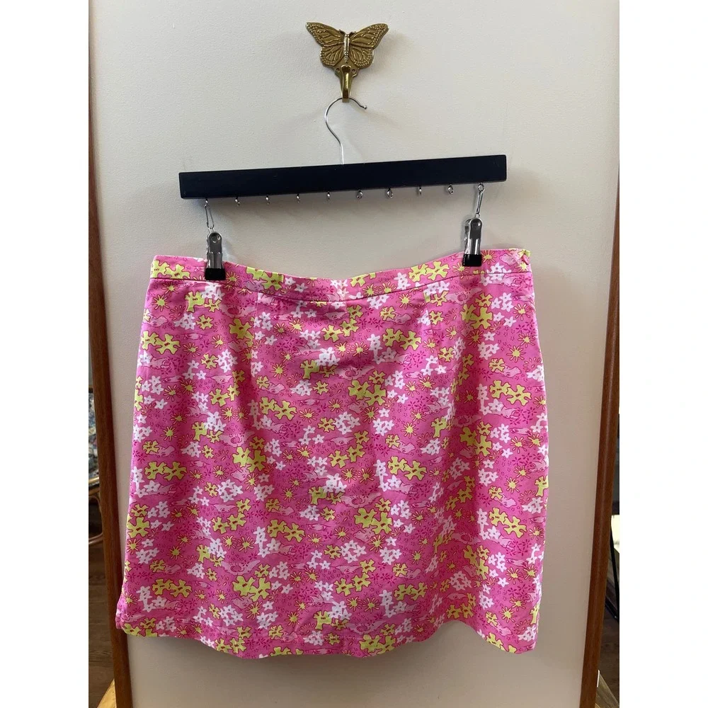 Bay Studio Petite Pink Floral Hippo Print Skort Side Zip Retro Y2K Style